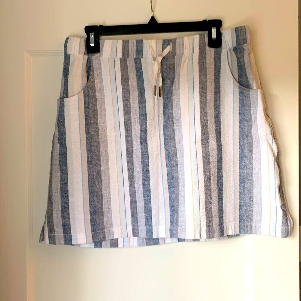 Aventura Blue and White Striped Linen Mini Skirt